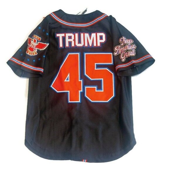 Headgear Classics USA Donald Trump Button Down Baseball Jersey Youth Boys Small - Picture 7 of 9